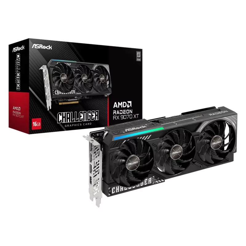 Videokaart ASRock Challenger Radeon RX 9070 XT — 16 GB GDDR6, 256-bit, PCIe 5.0, 3-ventilaatoriga aktiivjahutus