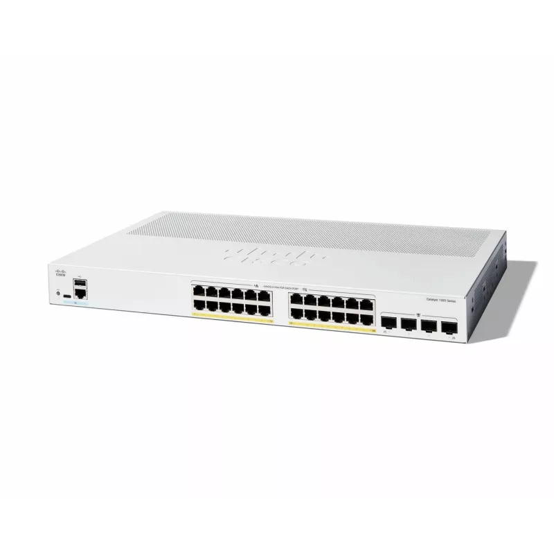 Cisco Catalyst 1300-24P-4G hallatav lüliti, 24 porti GE, PoE, 4x1GE SFP, piiratud eluaegne kaitse (C1300-24P-4G)