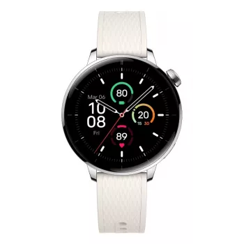 Nutikell ONEPLUS OnePlus Watch 3 43mm, 1,32-tolline AMOLED 466×466, titaan/hõbedane, valge kummist rihm, GPS, Wi‑Fi