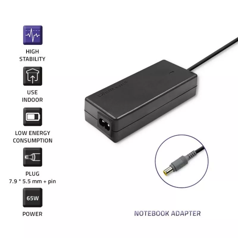Qoltec sülearvuti toiteplokk IBM 65w 3.52a 20v 7.9x5.5 + pin IBM 50013.65w