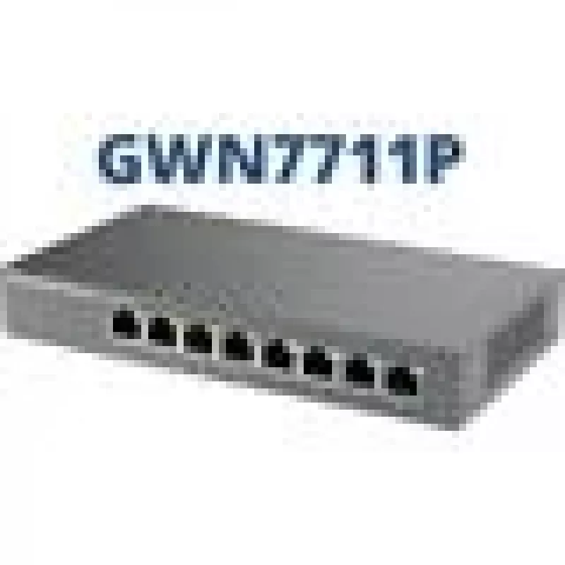 Juhitav L2 Gigabit PoE võrgukommutaator Grandstream GWN7711P — 8x RJ-45 10/100/1000, 48V DC, laua-/seinapaigaldus