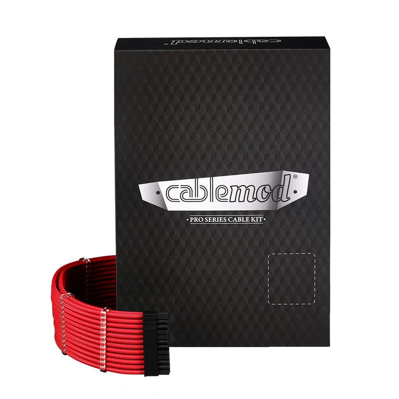 CableMod kaabel Kit C-Series PRO ModMesh RM Must Label CM-PCSR-16P3KIT-NKR-R – varjestatud toite- ja GPU-kaablid, ModMesh, punane