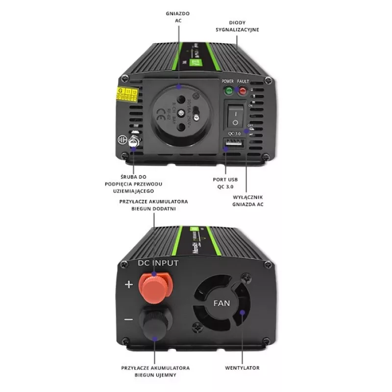 Autoinverter Qoltec Monolith 1200 W must 24 V