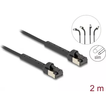 Võrgukaabel DeLOCK RJ45 õhuke Cat.8.1 U/FTP 2m Must