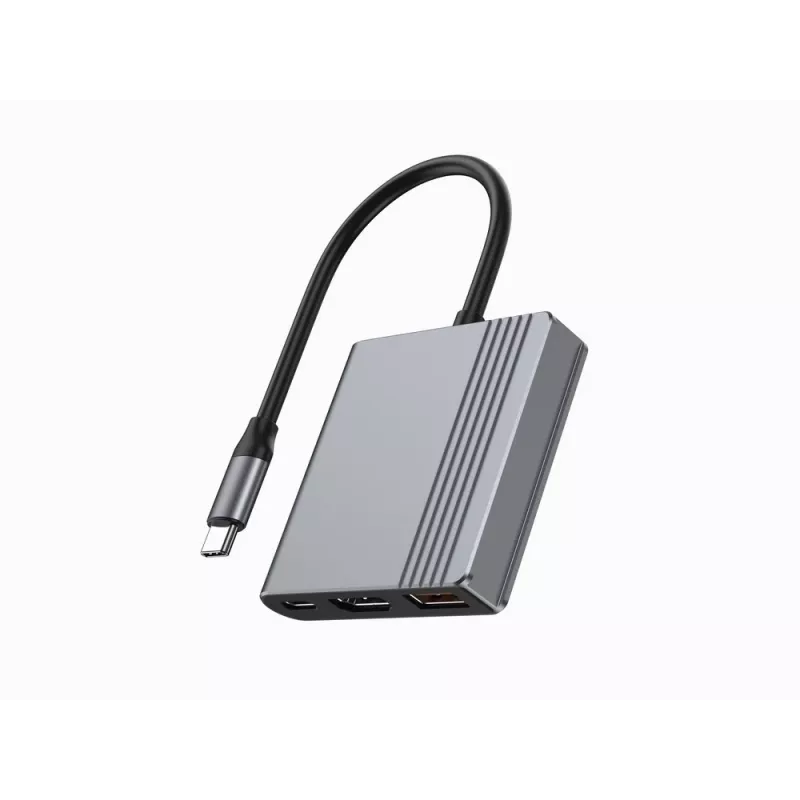 USB-C 3-in-1 multipordiadapter (USB-port + HDMI + USB-C video), tumehall<br>A-CM-COMBO3-05