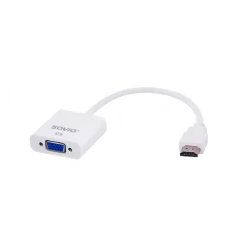 Savio CL-27B videokaabli adapter 0.1 m HDMI Type A (Standard) VGA (D-Sub) valge
