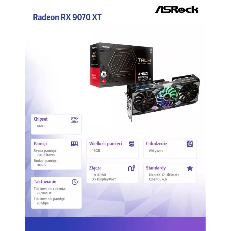 ASRock Radeon RX 9070 XT TC 16GB GDDR6 PCIe 5.0 Graafikakaart