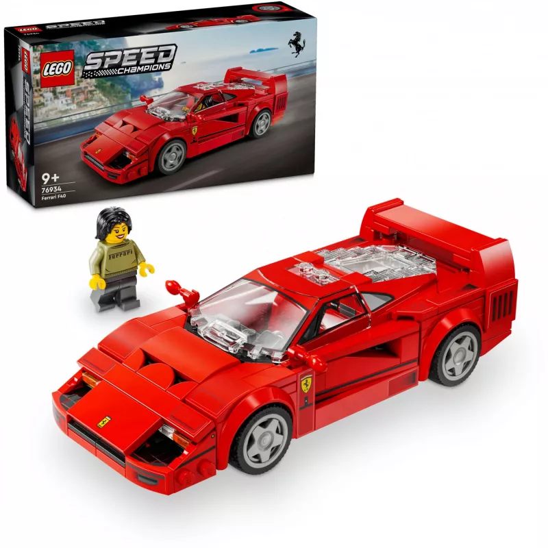 LEGO Speed Champions Ferrari F40 Supercar ehitatav sõidukimänguasi mudelauto 9+ aastastele poistele ja tüdrukutele juhi minifiguuriga laste magamistuppa