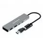 USB-jaotur GrauGear G-HUB2C2A-10G — 4 pordiga USB 3.2 Gen 1 (2x USB-C, 2x Type-A), 10 Gbit/s, 100 W, alumiinium, hall