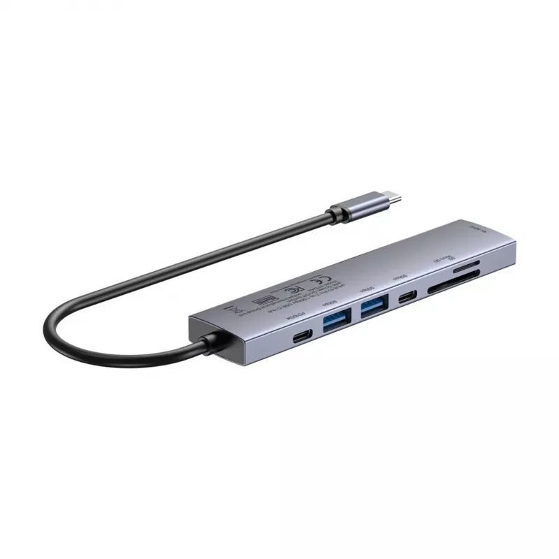USB-C jaotur Unitek H1124AGY01 100W PD, HDMI 2.0, 2x USB‑A, 2x USB‑C, SD/microSD lugejaga — alumiinium