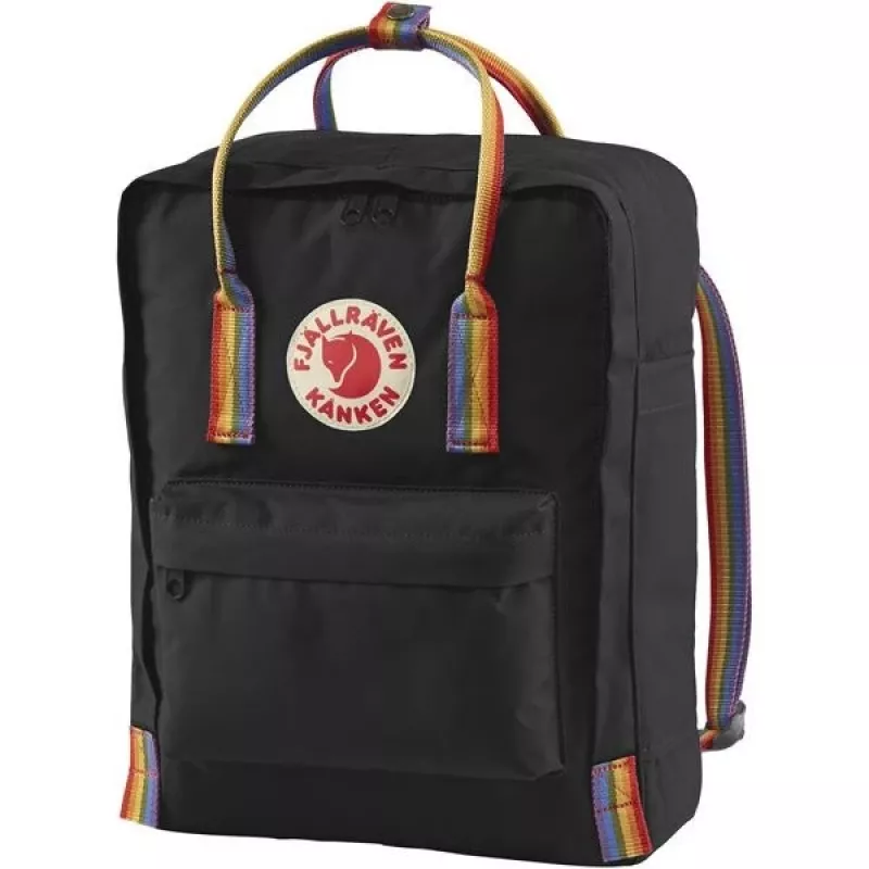 Seljakott Fjällräven Kånken Rainbow — Vinylon, 380×270×130 mm, must/mitmevärviline