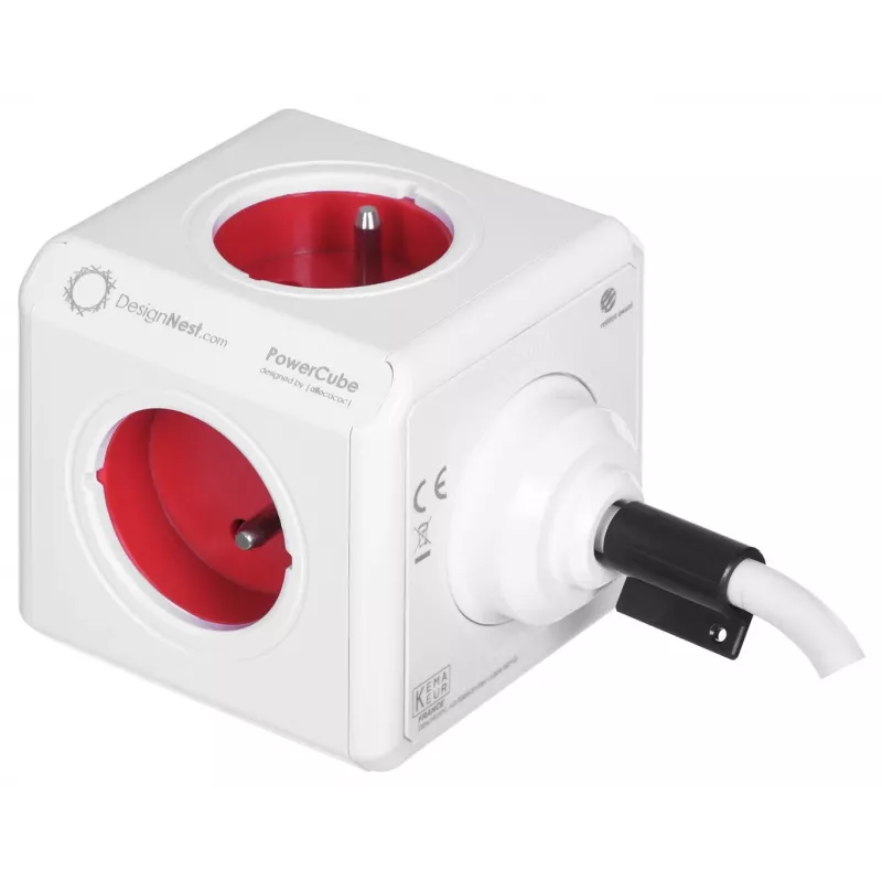 Allocacoc 2304/FREXPC pikendusjuhe 3 m 5 AC pistikupesa Siseruumides Punane, Valge