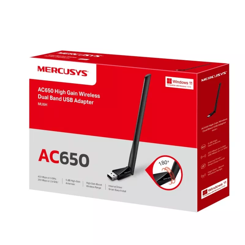 Mercusys AC650 kõrge võimendusega juhtmeta kaheribaline USB-adapter