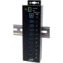 USB-jaotur Exsys EX-1580SHMVS 10-pordiline hallatav koos USB-kaabli ja DIN-liistu kinnituskomplektiga