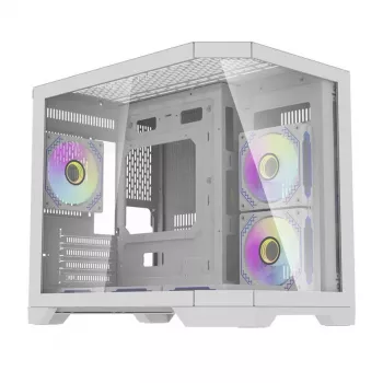 Darflash FT418 arvutikorpus + 6 aRGB ventilaatorit (valge)