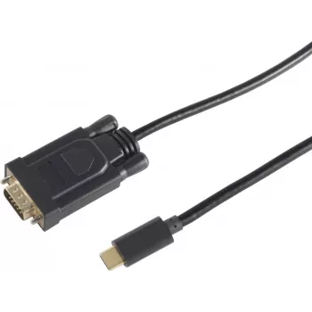 Videokaabli adapter S/CONN 10-59045 3 m USB USB-C VGA (D-Sub) Must