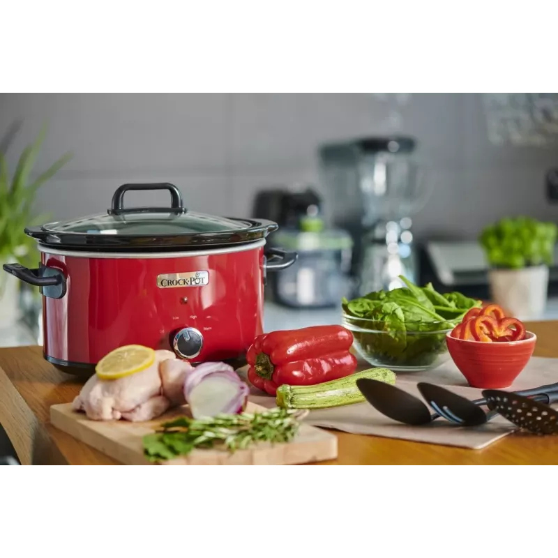 Aeglane pliit Crock-Pot SCV400RD 3,5 L keraamiline eemaldatav kauss, klaasist kaas, 2 kuumutusastet