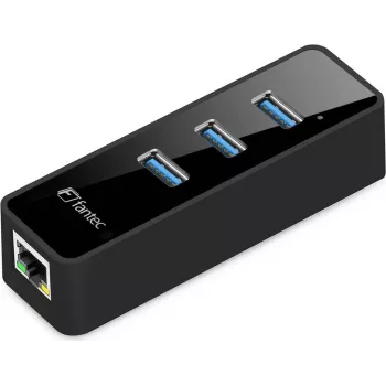 Fantec UMP-3UE1000 - võrguadapter - USB3.0 - Gigabit Ethernet x 1 + USB3.0 x 3 - must (1959)