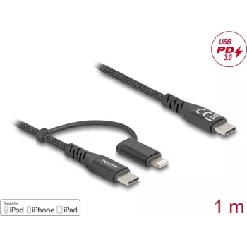DeLOCK USB-kaabel USB 2.0 1m USB C USB C/Lightning Must