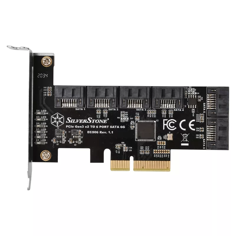 SILVERSTONE Serial ATA kontroller SST-ECS06 — PCIe kaart 6 SATA pordiga