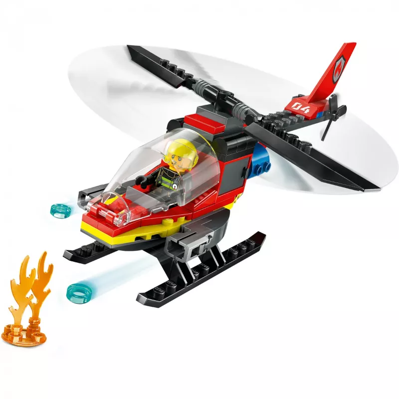 LEGO City tuletõrjekopter 60411 ehitusmänguasi, 85 tükki, pöörlevad labad, 1 minifiguur, vanus 5+ (220×90×60 mm)