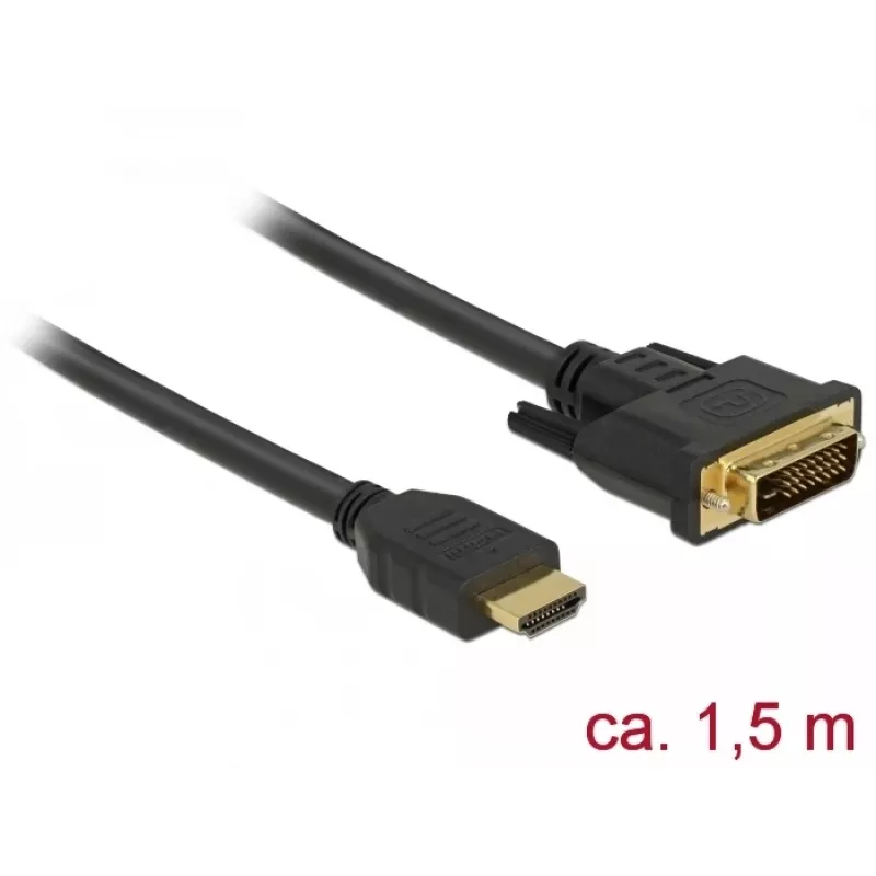 Video kaabli adapter DeLOCK 85653 1,5 m HDMI tüüp A DVI must