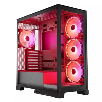 PC-korpus MODECOM Volcano SPACE APEX ARGB Midi Tower, karastatud klaas, USB-C, toetab ATX/microATX/Mini-ITX, GPU kuni 430 mm, CPU jahuti kuni 180 mm