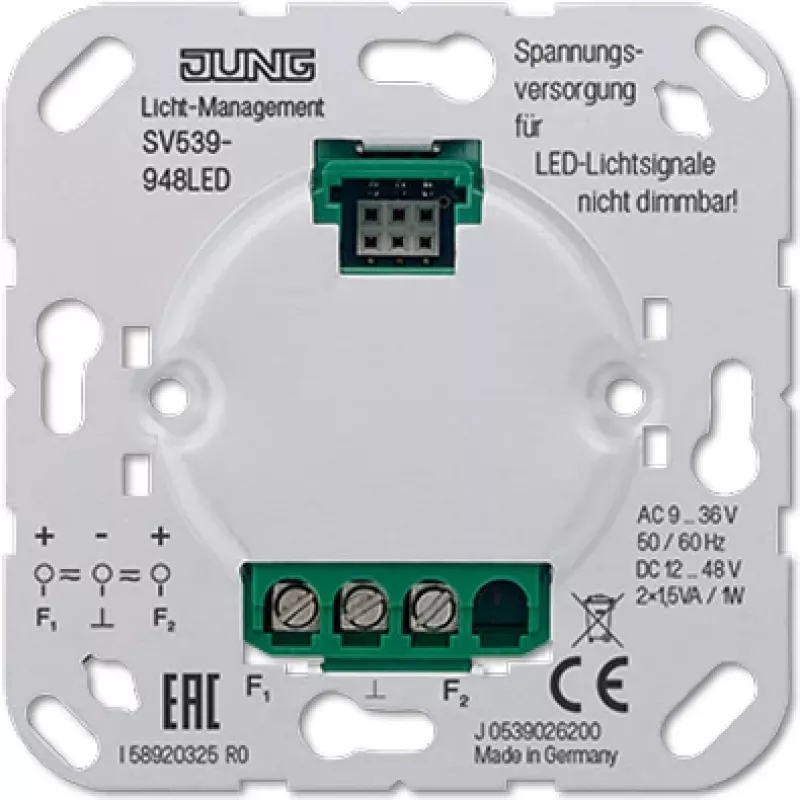 Jung toiteplokk AC9-36V DC12-48V SV 539-948 LED - toiteplokk - AC/DC 9 kuni 48 V~/= (SV539-948LED)