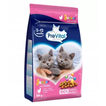 Kuiv kassitoit PREVITAL Junior Chicken 950 g — krõbinad kassipoegadele, 35% valku, 12% rasva