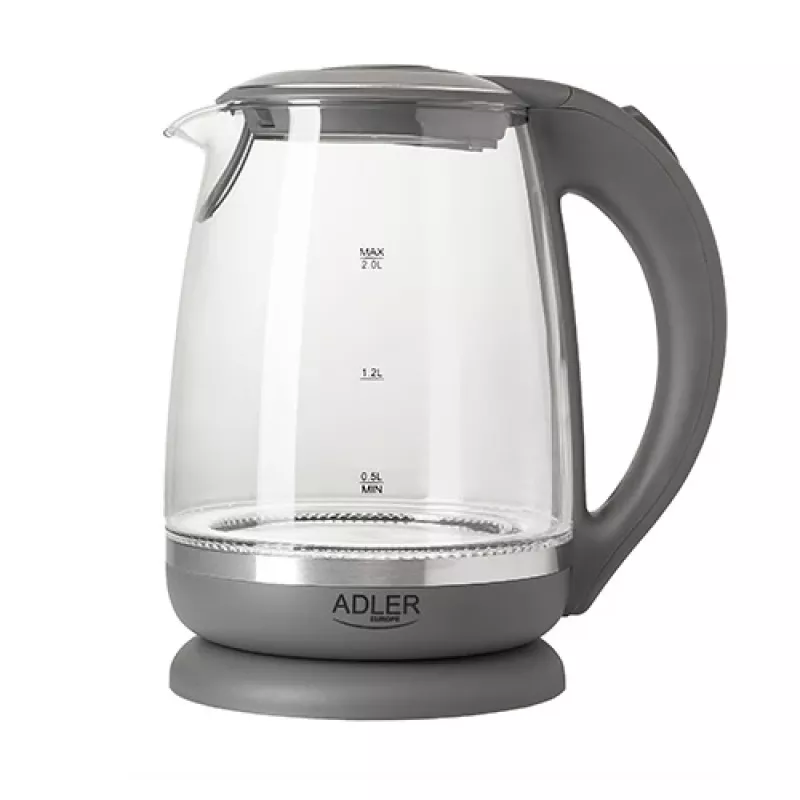Adler | Veekeetja | AD 1286 | Standard | 2200 W | 2 L | Plast/Klaas | 360° pöörlev alus | Hall/läbipaistev