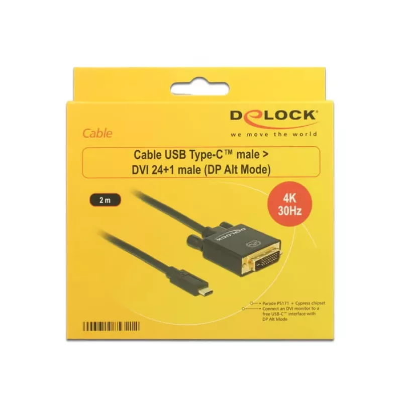 USB-C to DVI Adapter DeLOCK 85321 2m