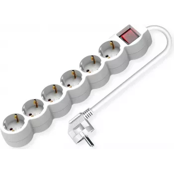 VALUE Power Strip long/Round+Sw. Valge 6x CEE 7/7 1.5m - pikendusjuhe (19.99.0955)
