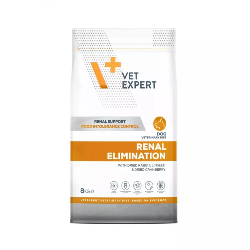 Kuiv koeratoit VETEXPERT Veterinary Diet Renal Elimination — täiskasvanud, küülikumaitse, 8 kg, valk 15,8%, rasv 19,5%