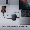 Sülearvuti dokkimisjaam AUKEY CB-C71 — 3× USB-C (USB 3.2 Gen1), HDMI, RJ‑45, MicroSD, USB PD 100W, 0,15 m kaabel, must