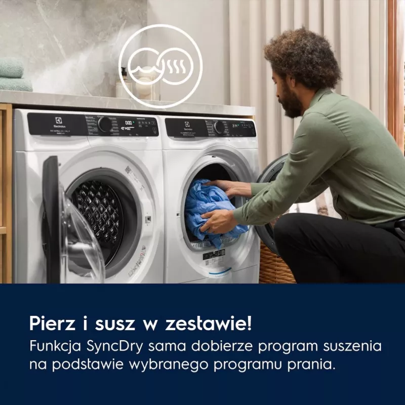 Pesukuivatusrest Electrolux EW7D585UCP 8 kg soojuspump, kondensatsioonkuivatus