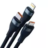 3in1 USB-kaabel Baseus Flash Series 2, USB-C + mikro-USB + Lightning, 100W, 1,5m (sinine)