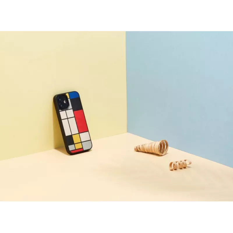Telefonikott Man and Wood iPhone 12 mini jaoks — puidust tagakaas, must raam