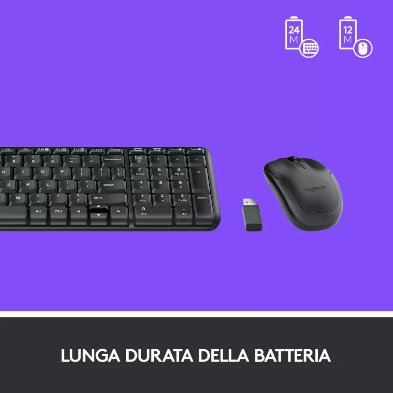 Logitech Wireless Combo MK220 - klaviatuuri- ja hiirekomplekt - juhtmevaba - 2,4 GHz - itaalia - tumehall (920-003721)