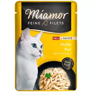 Märg kassitoit Miamor Feine Filets kana kastmes 100 g — monoproteiin, 14% valku, 83% niiskust