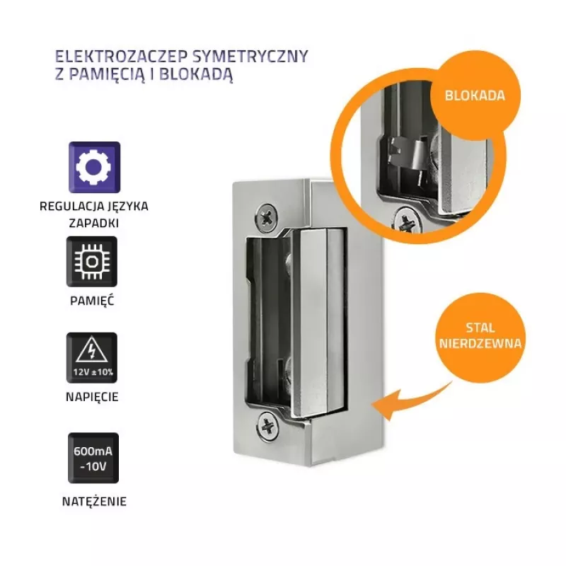 Elektromagnetlukk QOLTEC 52459 12V sümmeetriline mälu ja lukustusega