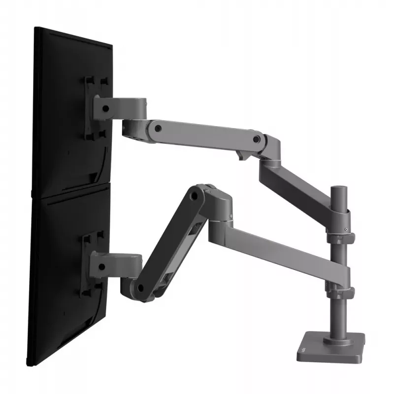 Ergotron LX Pro - Kinnituskomplekt (kahe käega) - 2 LCD-ekraanile - perforatsiooniplaadile kinnitamiseks - Alumiinium - Tumehall - Ekraani suurus: kuni 61 cm (kuni 24 tolli)