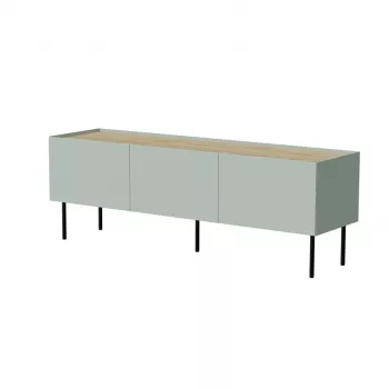 Cama FELLINI TV-kapp 150x40x52 oliivroheline + õlitatud tammest pealisplaat