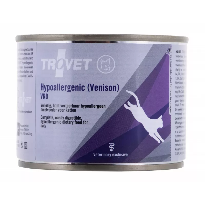 TROVET Hypoallergenic VRD hirvega - märg kassitoit - 200g