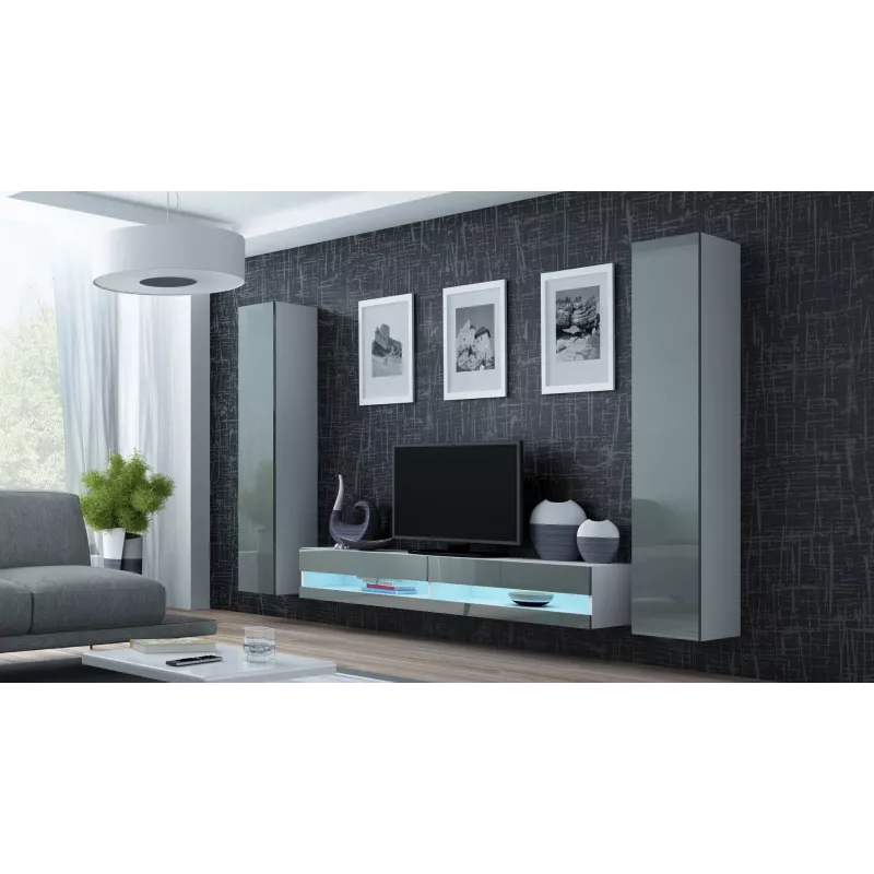 Cama TV-alus VIGO uus 30/180/40 valge/hall läikiv