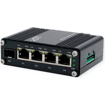 Ethernet PoE+ lüliti Exsys EX-62020POE-SFP — 4x 10/100/1000Tx, 1x 100/1000Fx SFP