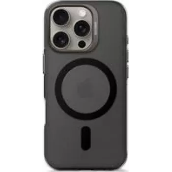 Telefoni seljakott Decoded iPhone 16 Pro jaoks, Läbipaistev Must, valmistatud taaskasutatud plastist Karastatud klaasist ekraanikaitse