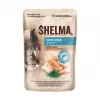 Märg kassitoit SHELMA kotike 4×85 g — täiskasvanud kasside täisväärtuslik sööt lõhe, tursa, veise ja kanaga