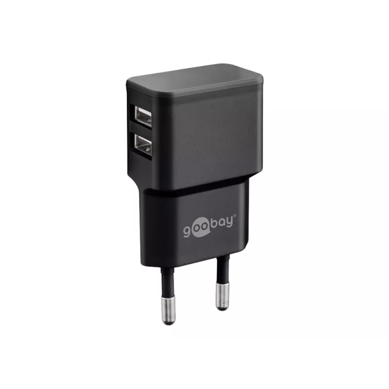 Wentronic goobay Dual USB laadija - toiteplokk - 12 W - 2,4 A - 2 väljundporti (USB) - must (44951)