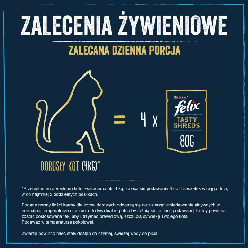 FELIX Tasty Shreds veise- ja kanalihaga - 4x 80g