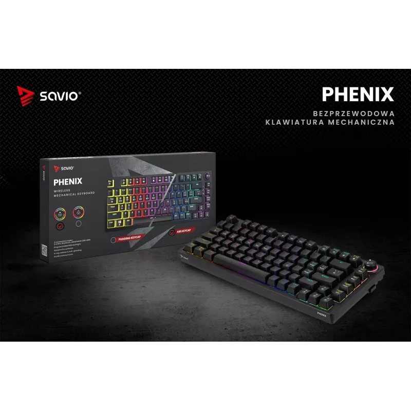 Savio Phenix SAVGK-RED mänguklaviatuur USB RF juhtmevaba Bluetooth QWERTY